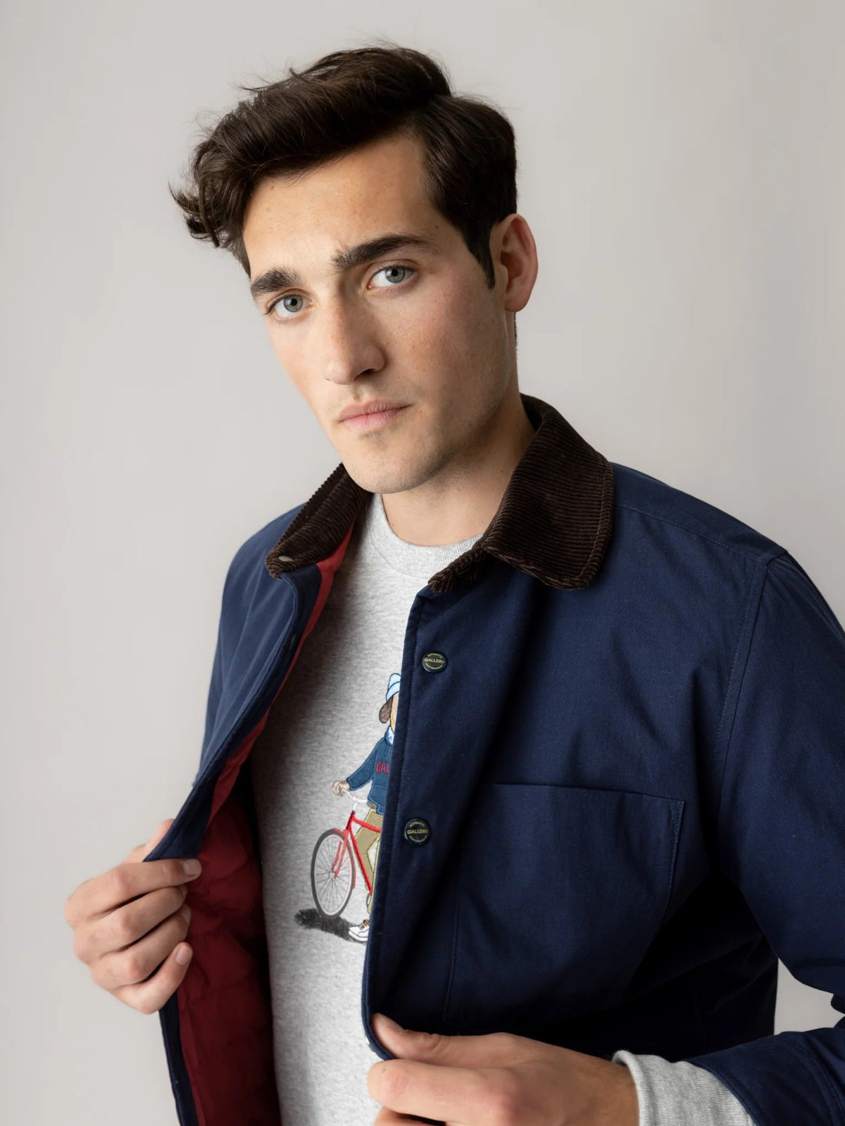 Young Ideas & Henmores -Callum Cord Collar Jacket -468 Salute Navy -M