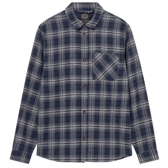 Young Ideas & Henmores -David Bruse Check Overshirt -468 Salute Navy -M