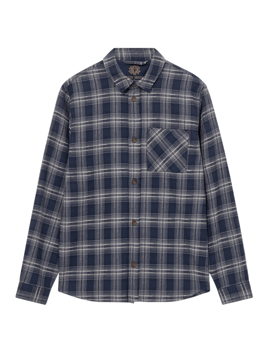 Young Ideas & Henmores -David Bruse Check Overshirt -468 Salute Navy -M