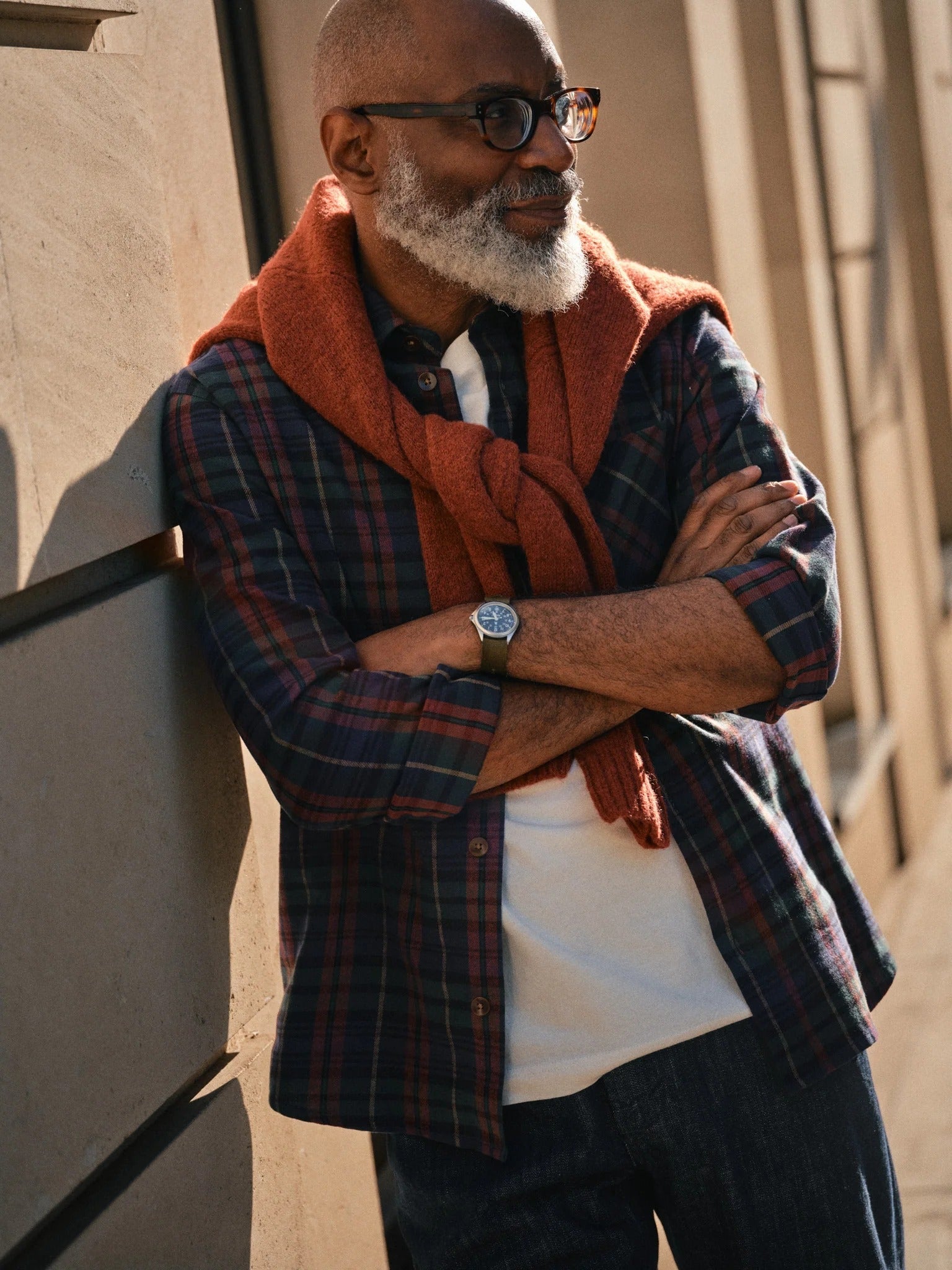 Young Ideas & Henmores -David Hang Tartan Overshirt -276 Burnt Russet -M
