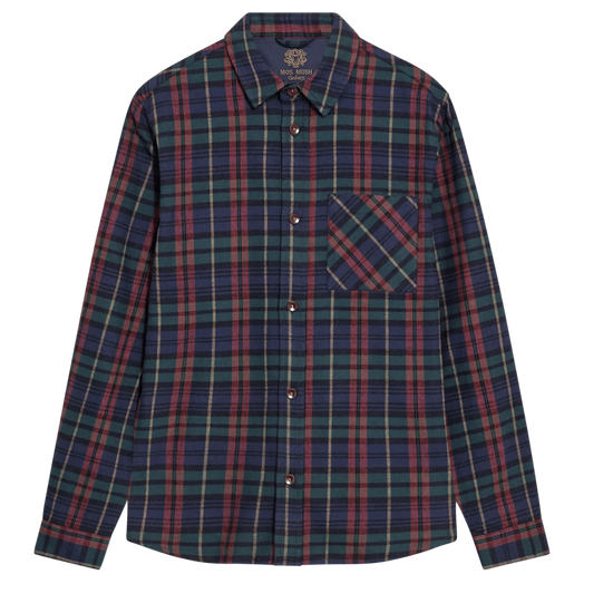 Young Ideas & Henmores -David Hang Tartan Overshirt -276 Burnt Russet -M