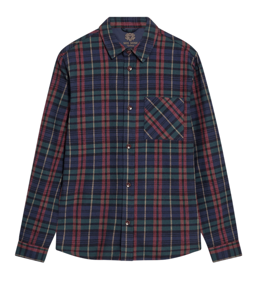 Young Ideas & Henmores -David Hang Tartan Overshirt -276 Burnt Russet -M