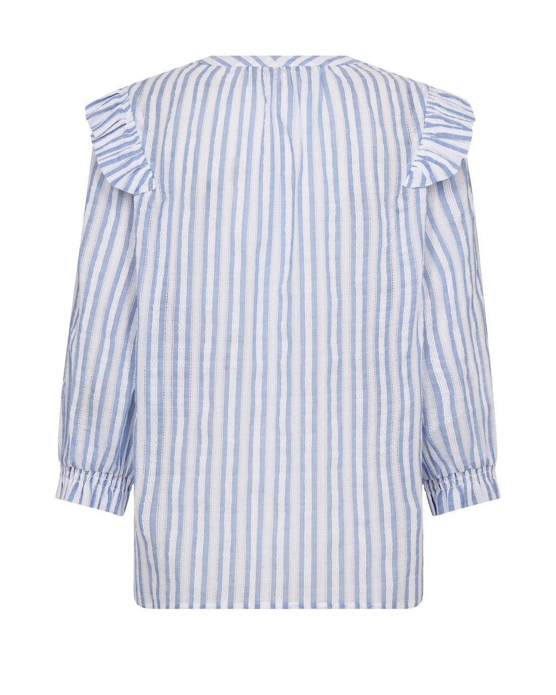 Young Ideas & Henmores -Debby Stripe Frill Shirt -835 Brunnera Blue -XS
