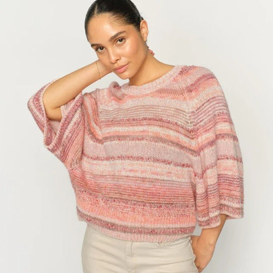 Young Ideas/Henmores - Edele Stripe 3/4 Sleeve Jumper - 166 Peachy - S