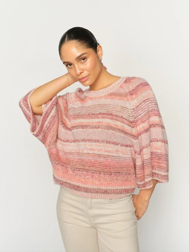 Young Ideas/Henmores - Edele Stripe 3/4 Sleeve Jumper - 166 Peachy - S
