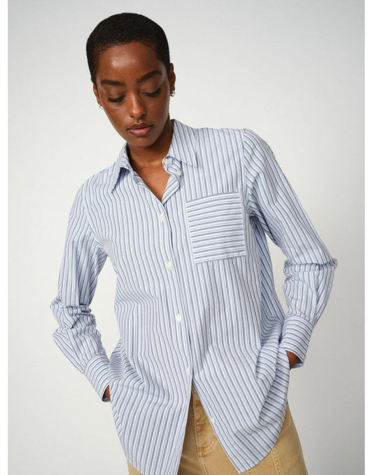 Young Ideas/Henmores - Elinda Slim Stripe Shirt - 835 Brunnera Blue - XS
