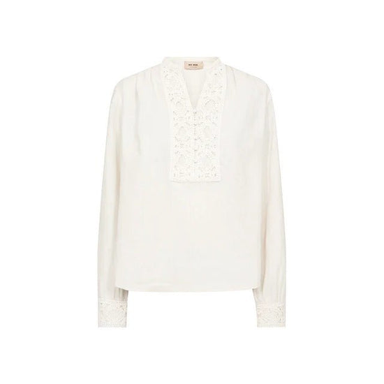 Young Ideas/Henmores - Evanda Embroidered Placket Blouse - 180 Ecru - XS