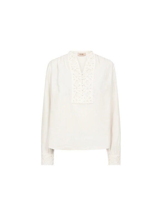 Young Ideas/Henmores - Evanda Embroidered Placket Blouse - 180 Ecru - XS