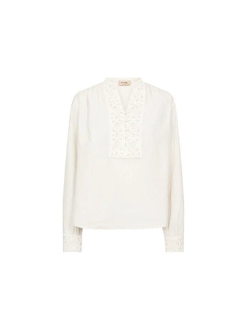 Young Ideas/Henmores - Evanda Embroidered Placket Blouse - 180 Ecru - XS