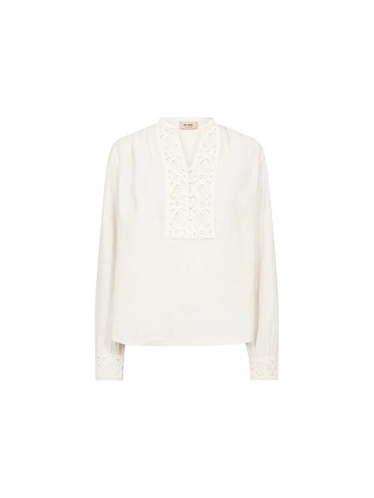 Young Ideas/Henmores - Evanda Embroidered Placket Blouse - 180 Ecru - XS