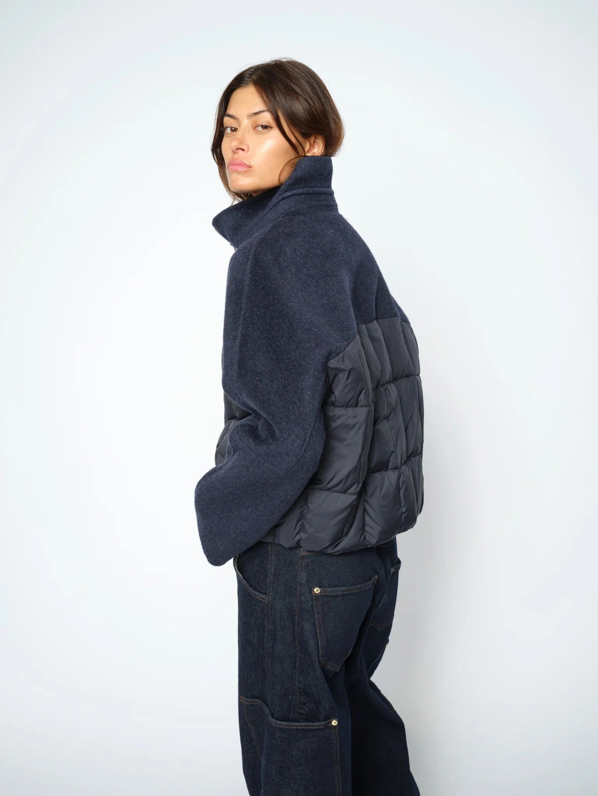 Young Ideas & Henmores -Harriet Loisa Knit Padded Jacket -468 Salute Navy -XS