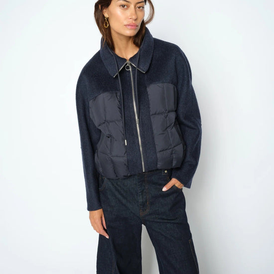 Young Ideas & Henmores -Harriet Loisa Knit Padded Jacket -468 Salute Navy -XS