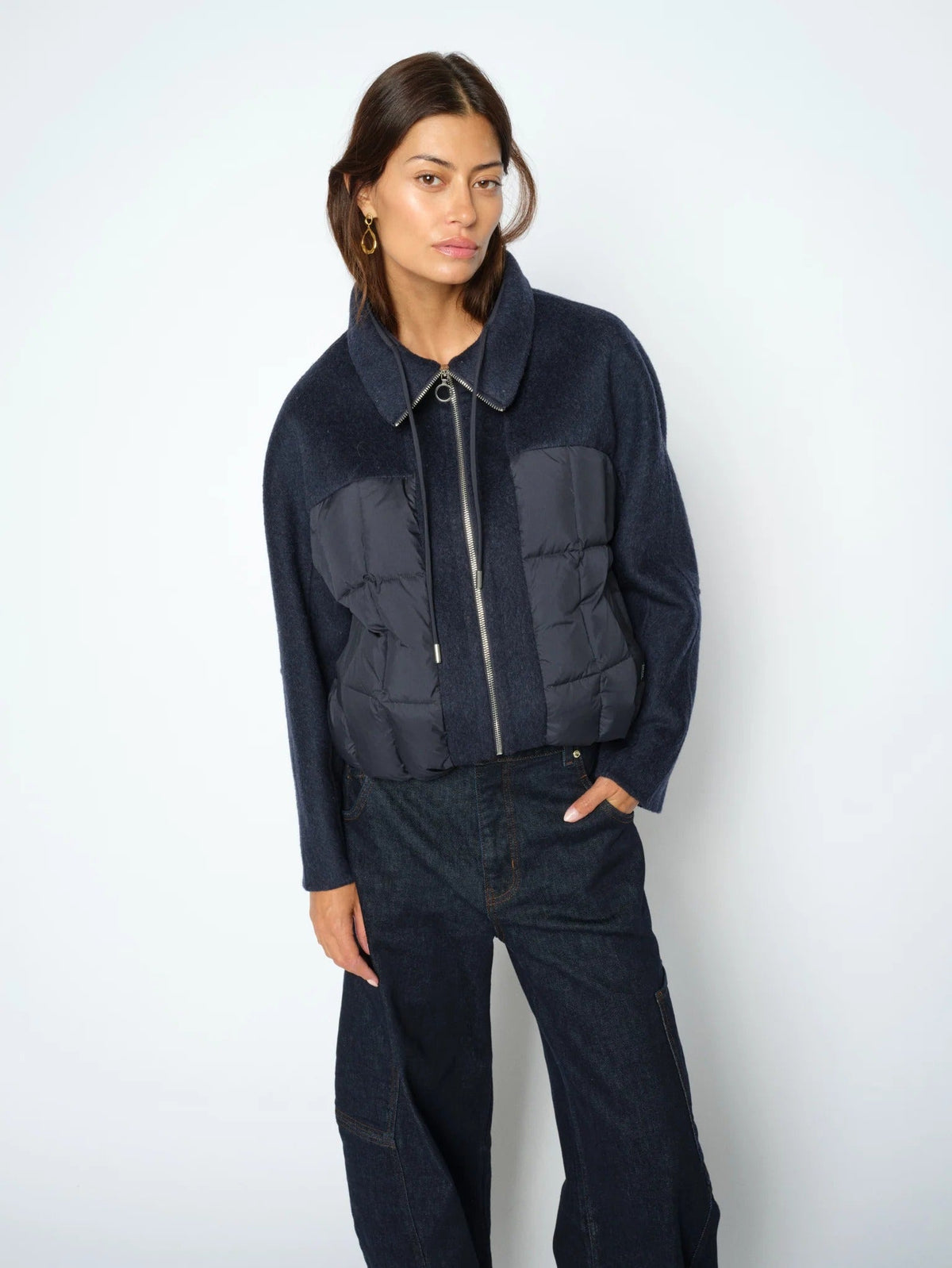 Young Ideas & Henmores -Harriet Loisa Knit Padded Jacket -468 Salute Navy -XS