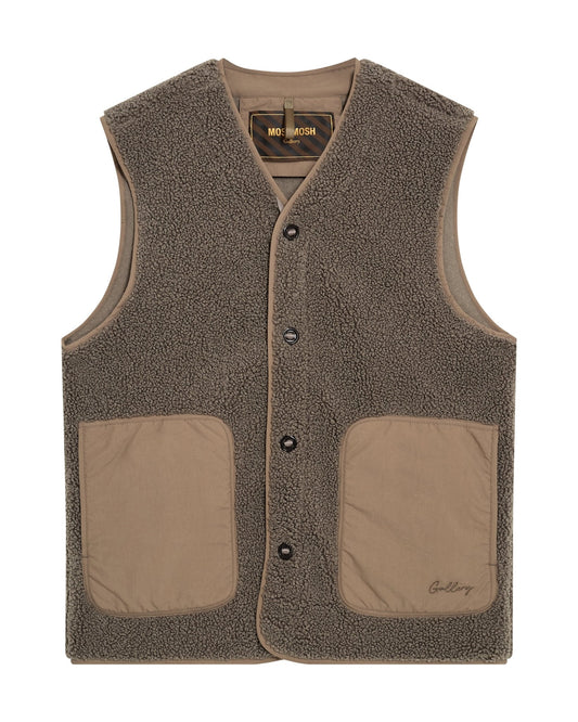 Young Ideas & Henmores -Harry Fleece Gilet -773 Dusty Olive -M