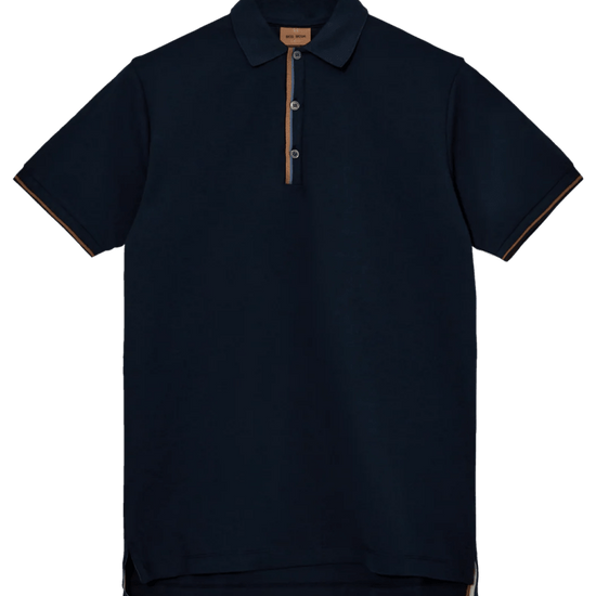 Young Ideas & Henmores -Harvey Short Sleeve Polo -466 Salute Navy Melange -M