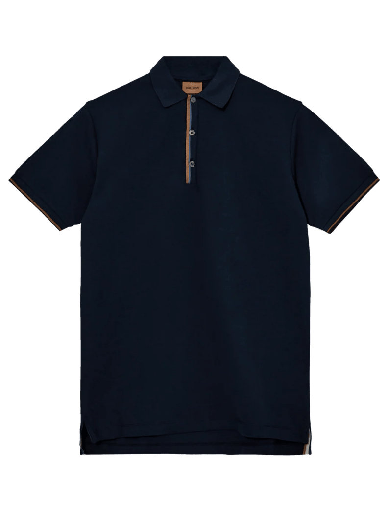 Young Ideas & Henmores -Harvey Short Sleeve Polo -466 Salute Navy Melange -M