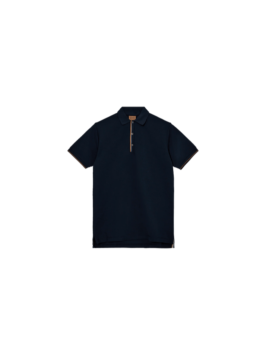 Young Ideas & Henmores -Harvey Short Sleeve Polo -466 Salute Navy Melange -M