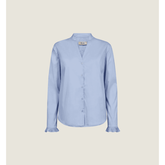 Young Ideas/Henmores - Hassie Pleated Cuff V Neck Shirt - 835 Brunnera Blue - XS