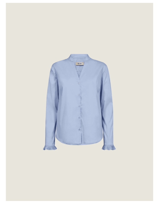 Young Ideas/Henmores - Hassie Pleated Cuff V Neck Shirt - 835 Brunnera Blue - XS