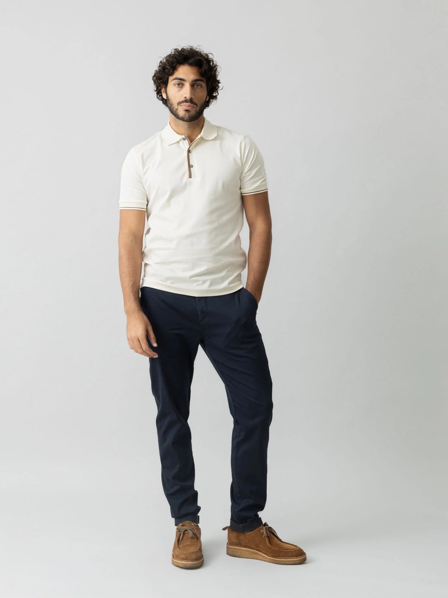 Young Ideas & Henmores -Hunt Soft String Trouser -469 Navy -32