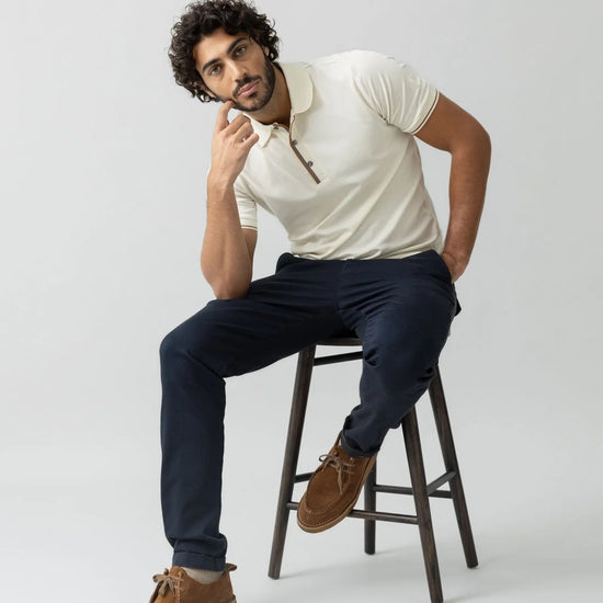 Young Ideas & Henmores -Hunt Soft String Trouser -469 Navy -32
