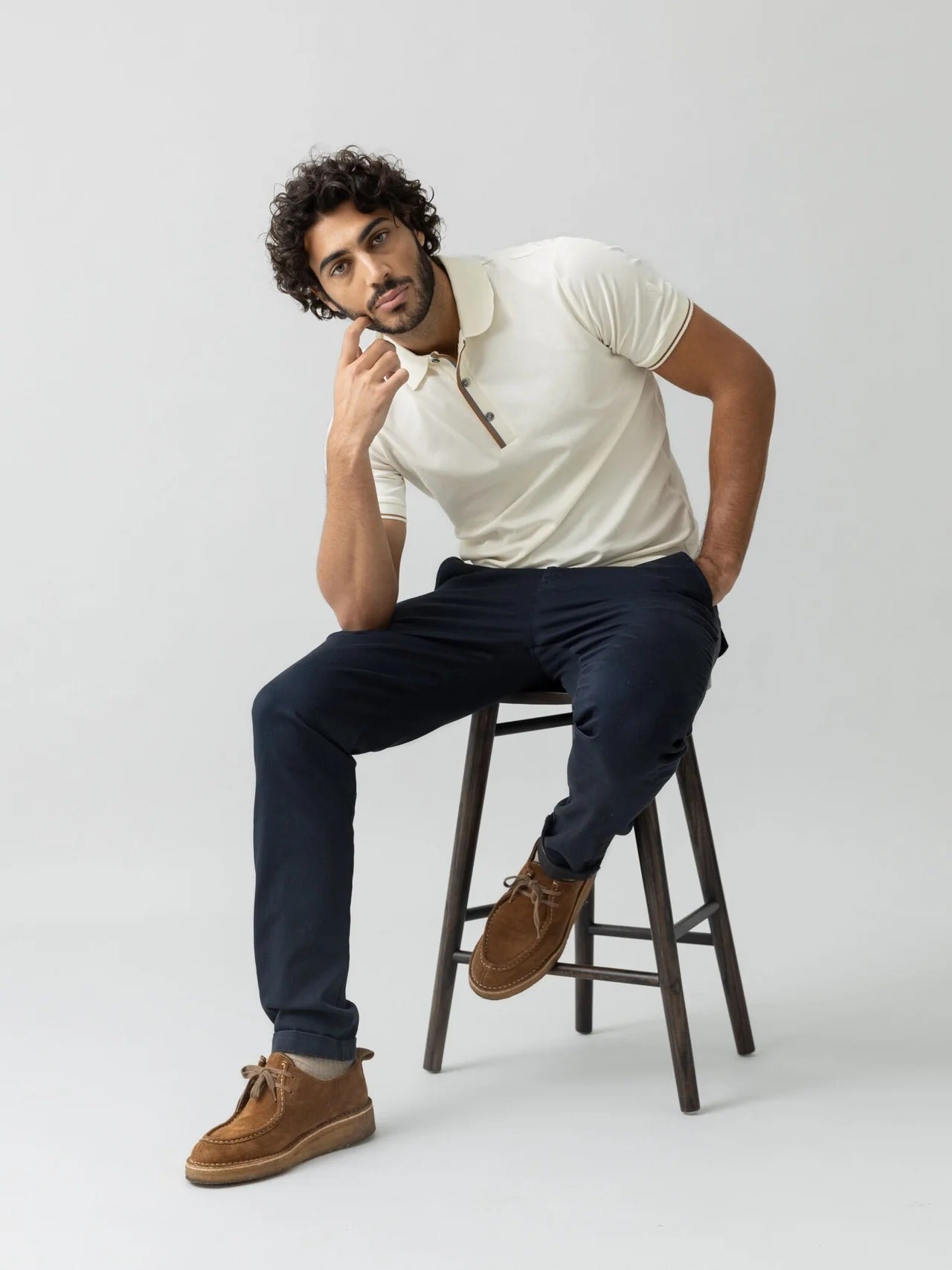 Young Ideas & Henmores -Hunt Soft String Trouser -469 Navy -32