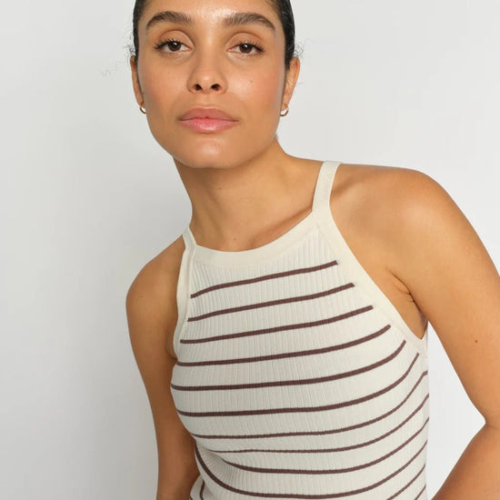 Young Ideas/Henmores - Imanja Caliz Stripe Knitted Vest - 165 Coffee Quartz - XS