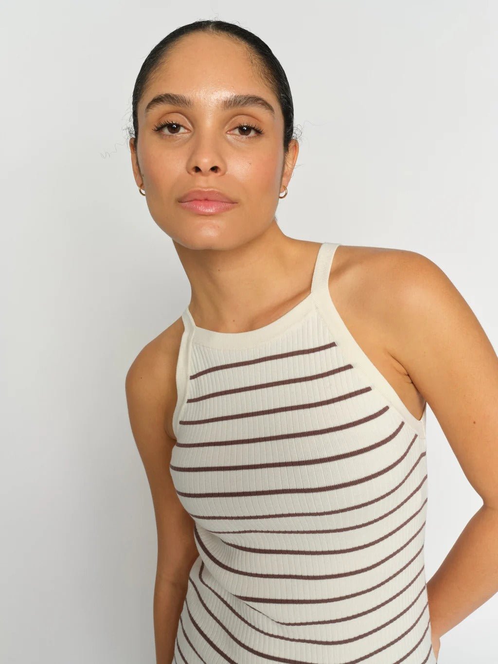 Young Ideas/Henmores - Imanja Caliz Stripe Knitted Vest - 165 Coffee Quartz - XS