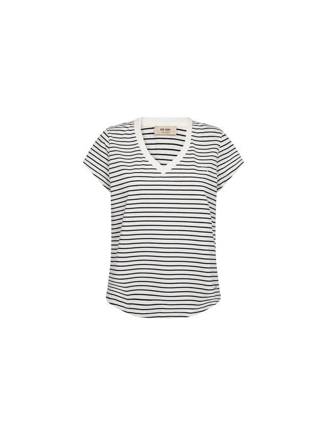 Young Ideas/Henmores - Kala Stripe V Neck T-Shirt - 468 Salute Navy - XS