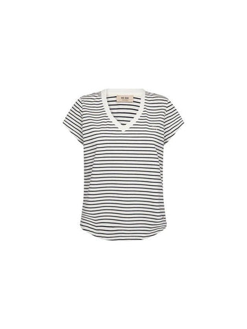 Young Ideas/Henmores - Kala Stripe V Neck T-Shirt - 468 Salute Navy - XS