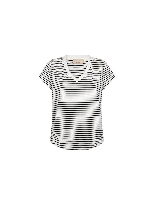 Young Ideas/Henmores - Kala Stripe V Neck T-Shirt - 468 Salute Navy - XS
