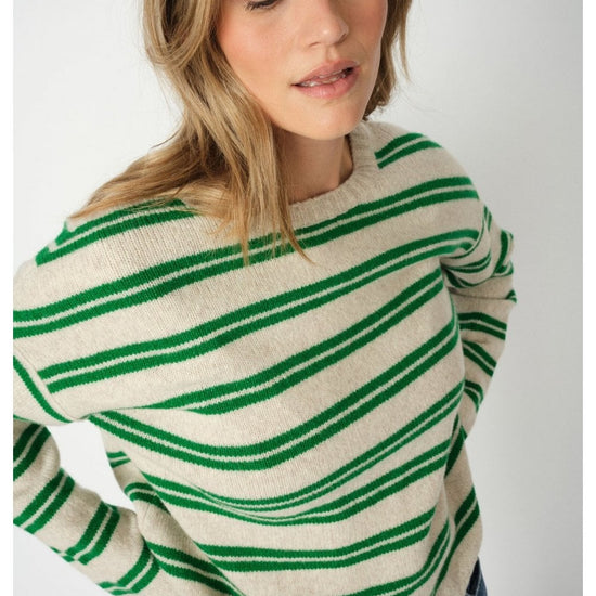 Young Ideas/Henmores - Khai Two Stripe Crew Neck Jumper - 838 Amazon Green - XS