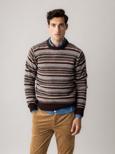 Young Ideas & Henmores -Laporte Pence Crew Neck Knit -769 Chocolate Brown -M