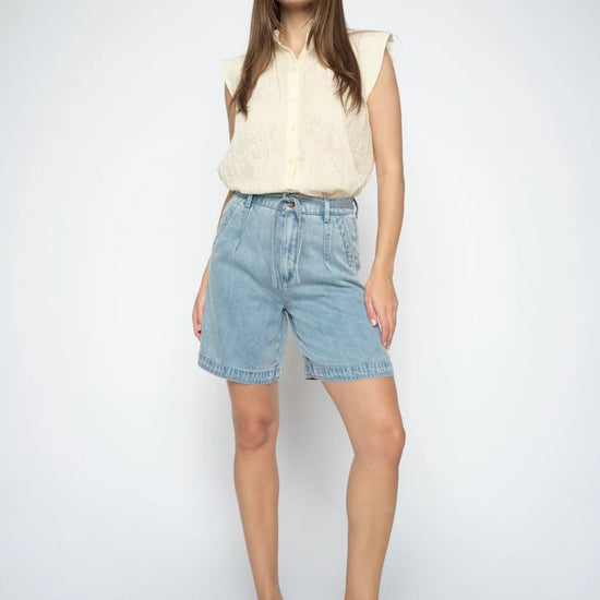 Young Ideas & Henmores - Leli Tie Up Denim Shorts - 406 Light Blue - 25