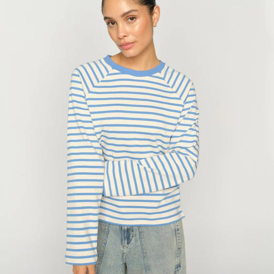 Young Ideas & Henmores -Lidy Striped Long Sleeve Sweatshirt -431 Ultramarine -XS
