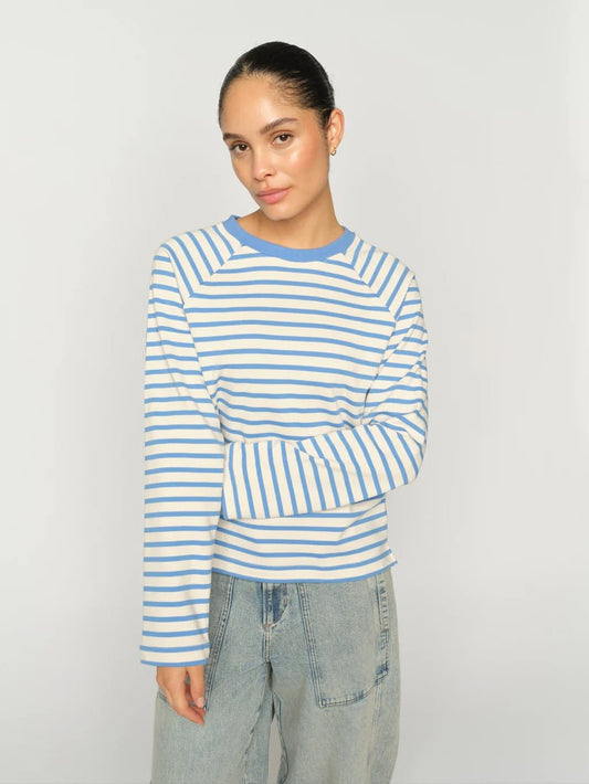 Young Ideas & Henmores -Lidy Striped Long Sleeve Sweatshirt -431 Ultramarine -XS