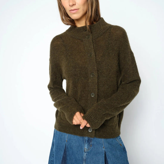 Young Ideas & Henmores -Mape High Neck Knit Cardigan -565 Rosin Moss -XS