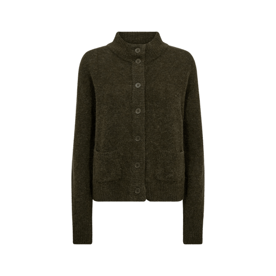 Young Ideas & Henmores -Mape High Neck Knit Cardigan -565 Rosin Moss -XS