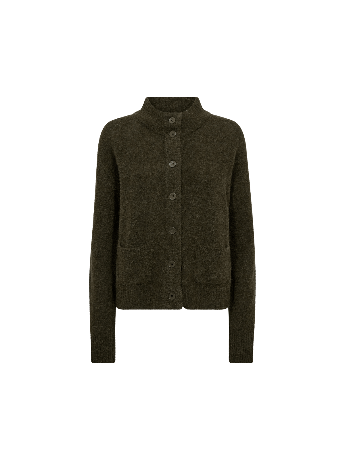 Young Ideas & Henmores -Mape High Neck Knit Cardigan -565 Rosin Moss -XS