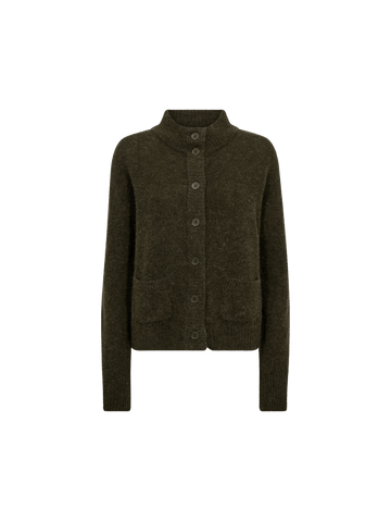 Young Ideas & Henmores -Mape High Neck Knit Cardigan -565 Rosin Moss -XS