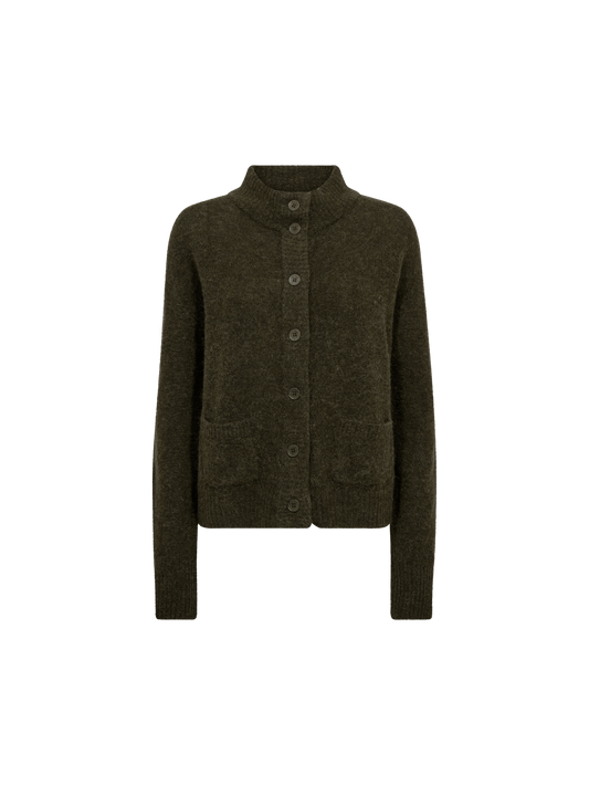 Young Ideas & Henmores -Mape High Neck Knit Cardigan -565 Rosin Moss -XS