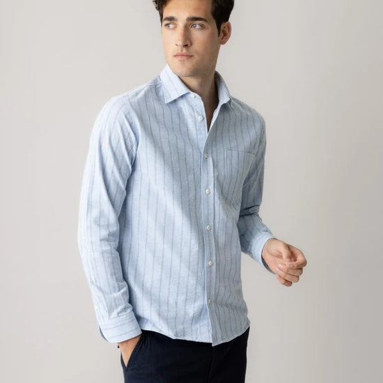 Young Ideas & Henmores -Marco Brush Stripe Shirt -406 Light Blue -M
