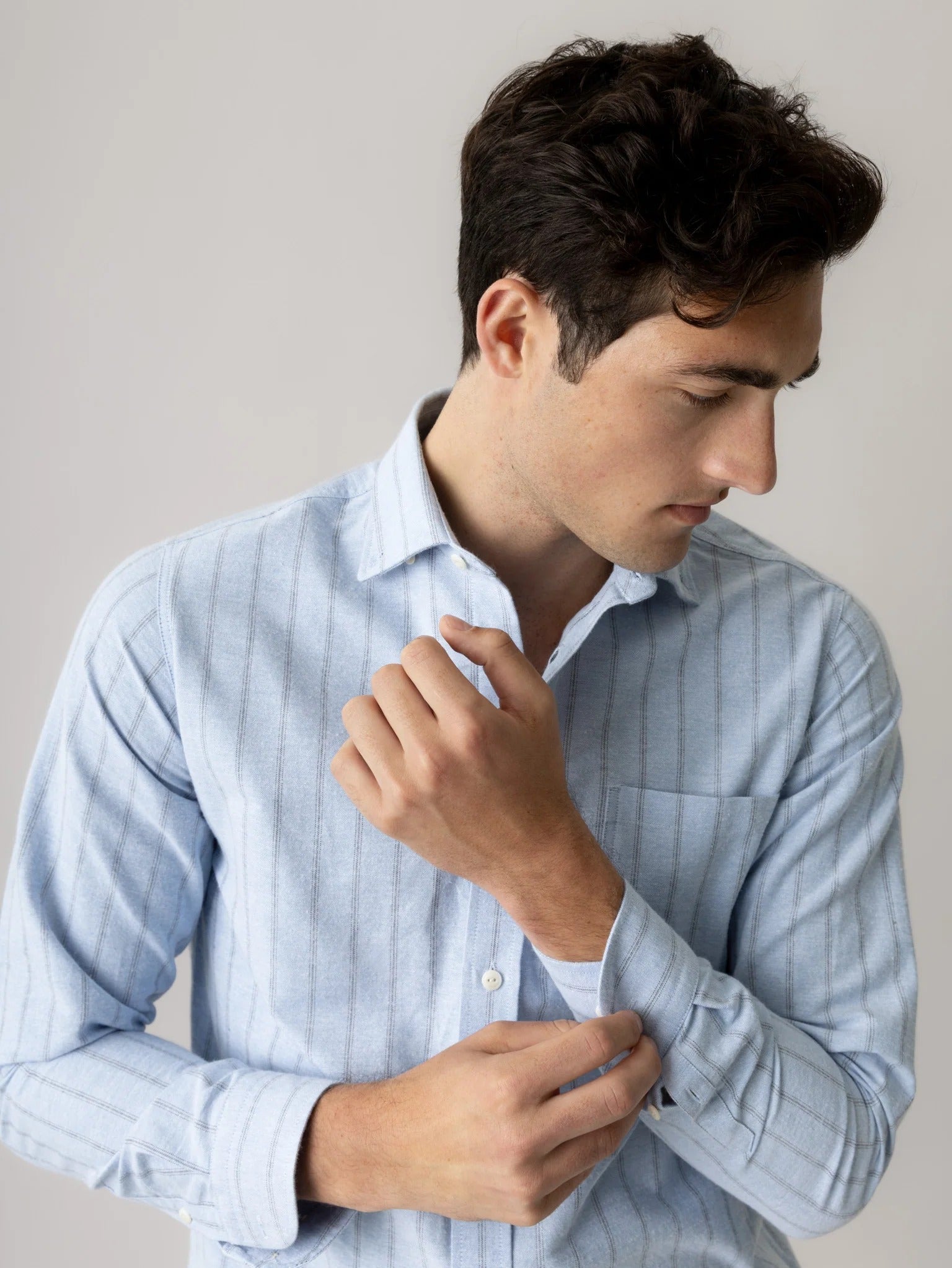 Young Ideas & Henmores -Marco Brush Stripe Shirt -406 Light Blue -M