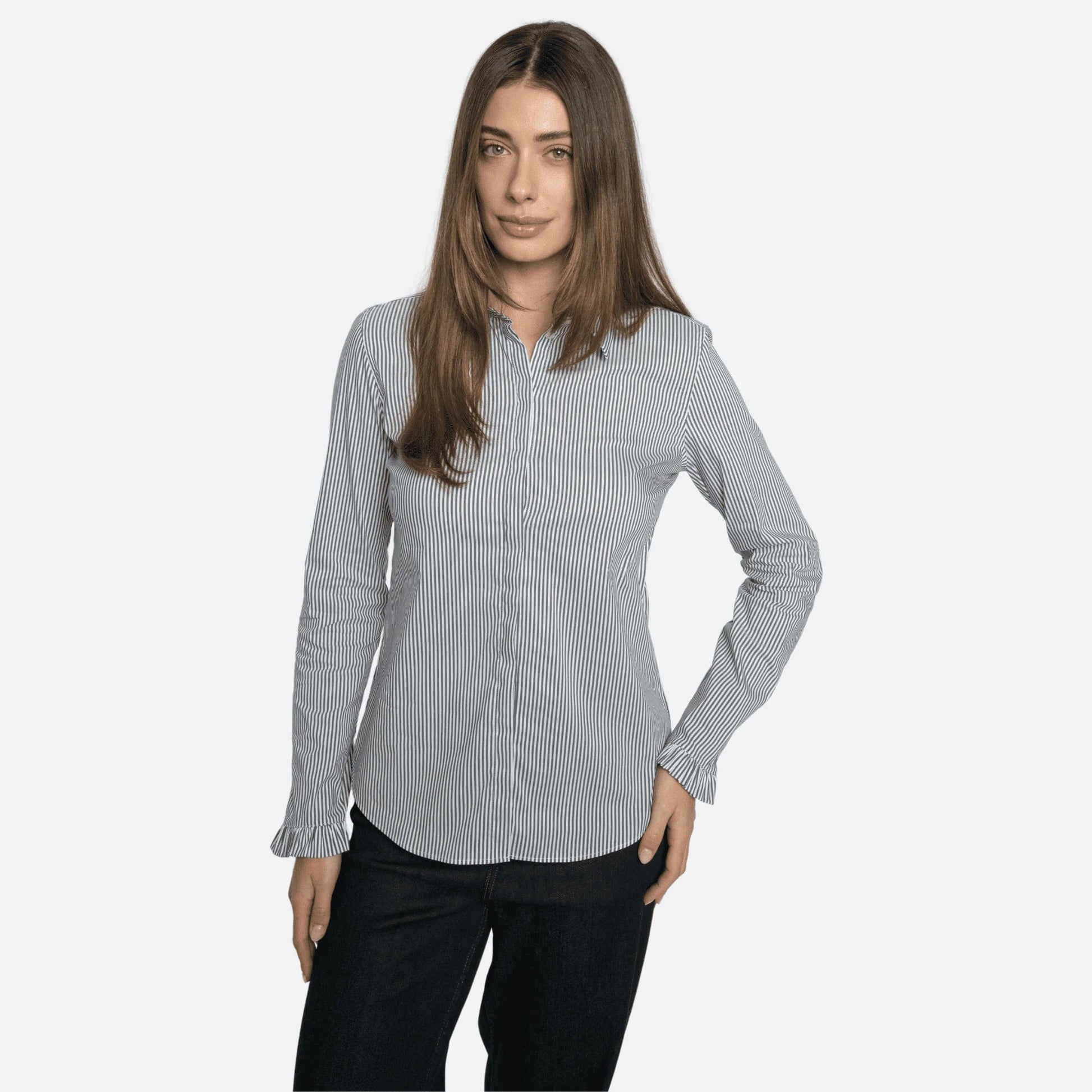 Young Ideas & Henmores -Mattie Flip Stripe Shirt -191 India Ink -XS