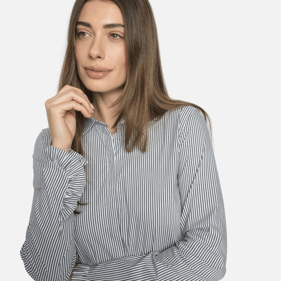 Young Ideas & Henmores -Mattie Flip Stripe Shirt -191 India Ink -XS