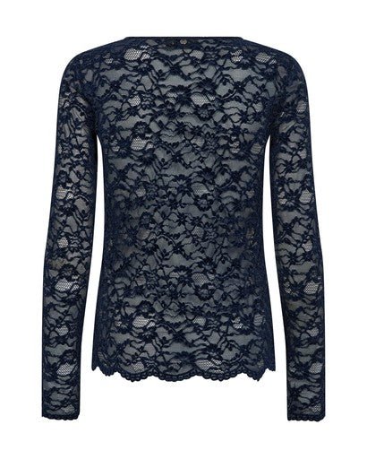 Young Ideas & Henmores -Miriel Velvet Lace Blouse -779 Navy -XS