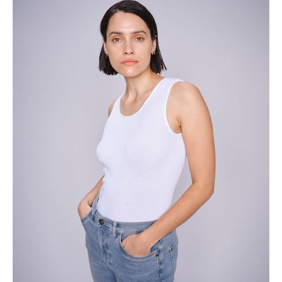 Young Ideas/Henmores - MMElaine Seamless Silk Tank Top - 101 White - M/L