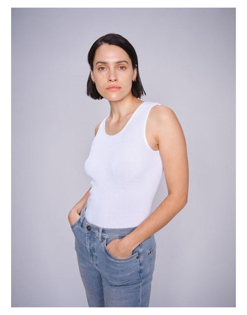 Young Ideas/Henmores - MMElaine Seamless Silk Tank Top - 101 White - M/L