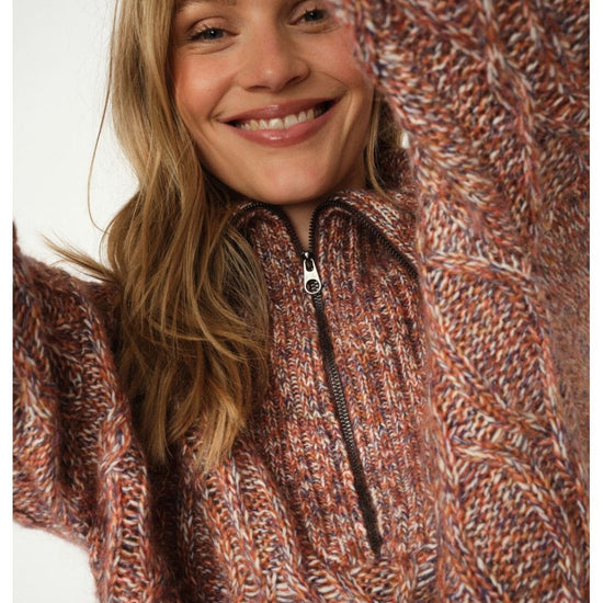 Young Ideas/Henmores - MMKelsey Highneck Knit - 159 Burgundy Melange - XS