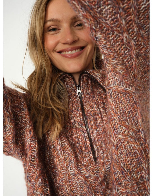 Young Ideas/Henmores - MMKelsey Highneck Knit - 159 Burgundy Melange - XS